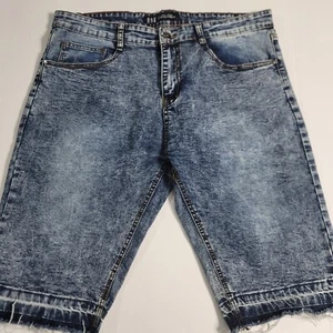 Rox Jean Shorts Sz 36 Hand Crafted Dark Blue Distressed 23.5" Long - Picture 1 of 9