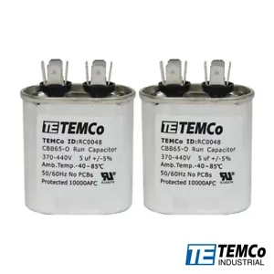 Condensador de funcionamiento ovalado TEMCo 5 uf/MFD 370-440 VAC 50/60 Hz - Lote-2 - Imagen 1 de 3