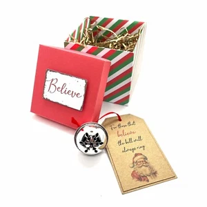 40mm Silver Santa Believe Jingle Bell Polar Express Metal Christmas Magic Gift - Picture 1 of 4