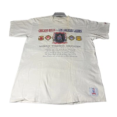 Vintage Nutmeg NBA 1991 NBA Finals Bulls Vs Lakers White T-shirt Mens Size XL - Image 1 of 4