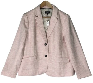 Talbots Wool Blend Herringbone Blazer Womens Plus 16 Pink Surgeon Cuffs NWT $179 - Picture 1 of 12