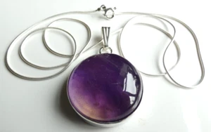Beautiful 925 S.SILVER AMETRINE CABOCHON PENDANT NLACE S.SILVER CHAIN 20 inches - Picture 1 of 3