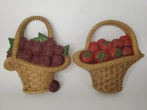 Homco Home Interior Vintage Burwood Berry Baskets Wall Hanging Decor Set of 2 - Picture 1 of 8