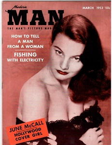 Vintage MODERN MAN Magazine Mar. 1953 June McCall, Marmon Cars, Underwater Jeep - Picture 1 of 3
