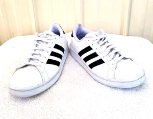 Adidas Mujer Blanco/Negro Rayas Forma de Nube Tenis 9 Con Cordones - Imagen 1 de 10