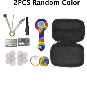 1x Juego de bong de tazón de vidrio de 9 orificios de silicona de color aleatorio con raspador de limpieza 3 en 1 - Imagen 1 de 15