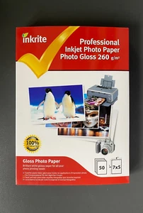 Inkrite Premium Inkjet Photo Gloss Paper - 260gsm x 7"x5" 50 sheets (INC VAT) - Picture 1 of 1