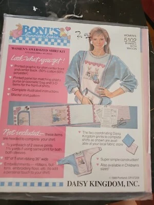 Daisy Kingdom 1988 New Boni's Bunnies & Bears Women's Oversize Shirt Kit # 5102 - Image 1 of 4