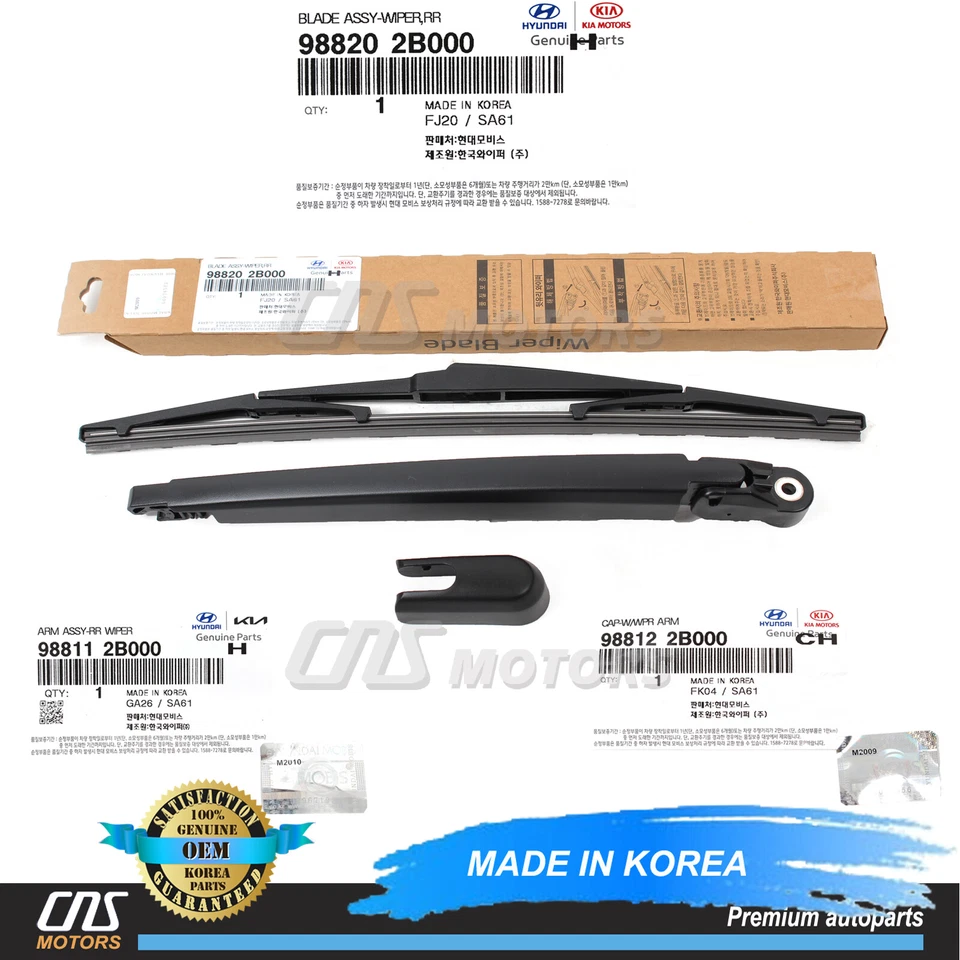 ⭐GENUINE⭐ Rear Wiper Arm Cap Blade 3PCS for 07-12 Hyundai Santa Fe 988112B000 Foto 1 de 4