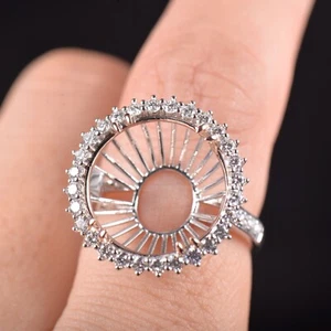 Custom Natural Diamond Semi Mount Halo Ring Setting Round 15MM 14K 2-Tone Gold - Picture 1 of 7