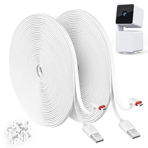 Paquete de 2 cables de extensión de alimentación de 25 pies compatibles con cámara WYZE Cam Pan v3, 90... - Imagen 1 de 7