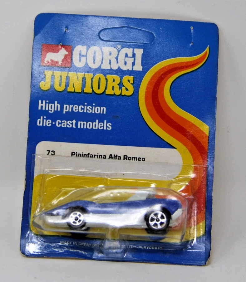CORGI JUNIOR 73 PININFARINA ALFA ROMEO P33 NEW ON CARD RARE BLUE COLOR FREE SHIP - Image 1 of 4