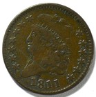 1811 CLASSIC HEAD HALF CENT VF DETAILS OBVERSE SCRATCH 1811 CLASSIC HEAD HALF CENT VF DETAILS OBVERSE SCRATCH