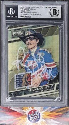 2016 Panini National VIP Memorabilia Gold Vinyl #93 Richard Petty 1/1 BGS Auth. - Image 1 of 2