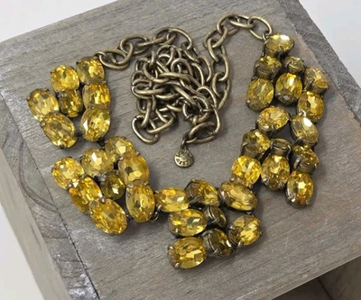 J. Collar Crew Amarillo Color Citrino Facetado Acrílico Estrás Distintivo 20" Foto 1 de 4