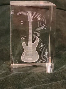 Fender Stratocaster Guitar Image Laser Etched Glass Paperweight  - Picture 1 of 8