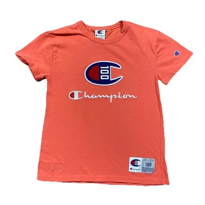 Camiseta Champion 100 Aniversario Logo XS Naranja Bordado Parche Pecho Camiseta Foto 1 de 4