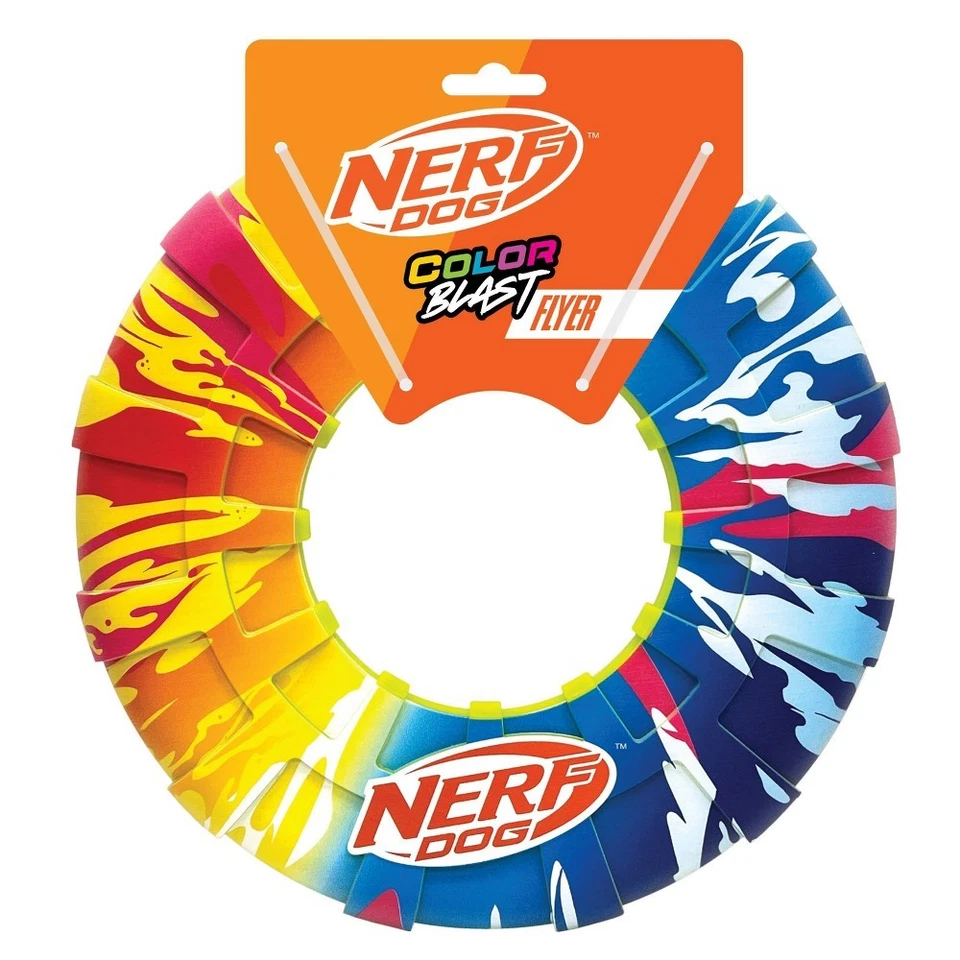 NERF TPR Color Blast Flyer Dog Toy Flying Disc All Sizes Durable Fetch - Image 1 of 1