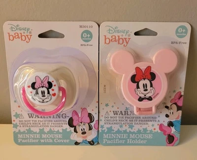 Chupete Disney Bebé Minnie Mouse con Cubierta y Soporte Lote 0+ Meses Libre de BPA Nuevo Foto 1 de 4