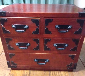 Piccola cassettiera giapponese vintage in legno KOHIKIDASHI 6,7x10,0x8,7 pollici retrò - Foto 1 di 7