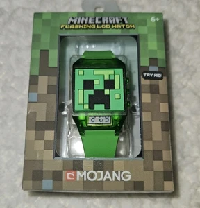 Minecraft Mojang Kids/Boys Flashing Creeper Face LCD Digital Wrist Watch Green - Picture 1 of 5