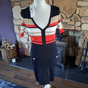 Morgan Black Ivory Orange Gold Bodycon Dress Size S BNWT RRP £62 - Picture 1 of 12