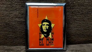 Vintage steel cigarette case with PVC decorative insert "El Che Vive" 1990s - Picture 1 of 13
