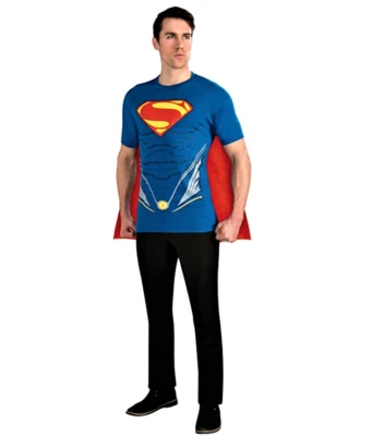 NEW Rubie's Men's Superman "Man of Steel" Costume T-Shirt w/ Cape, Sz XL - Image 1 of 2