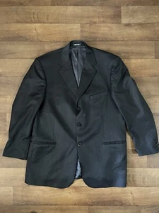Studio Milano Italy Suit Jacket Men's 54R Black/Gray Blazer Super 140 Wool - Picture 1 of 8