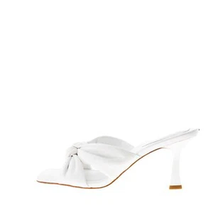 MICHAEL KORS chaussures femme Elena Heeled white leather slide sandal - Imagen 1 de 5