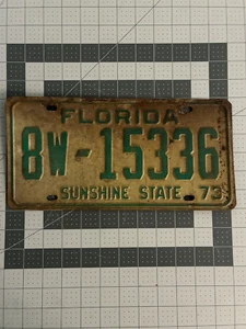 LICENSE PLATE FLORIDA SUNSHINE STATE TITLE: 8W-15336 YEAR: 1973 - Picture 1 of 6