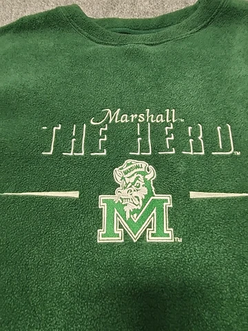 Vintage Pro Edge Marshall University Fleece Mens XL Green Pullover The Herd Cover