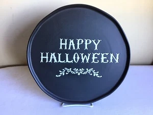 Schwellenwert Happy Halloween Urlaub rundes Steinzeug schwarze Servierplatte 13,5 Zoll D - Bild 1 von 4