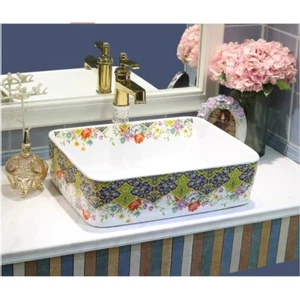 480mm Rectangle Ceramic Washbasin Porcelain Counter Top Vessel Sink JSN1794 - Picture 1 of 9