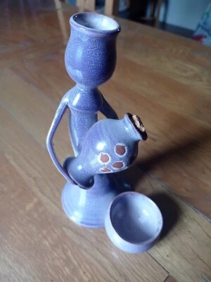 Ancien Soliflore Personnage Accolay Céramique Diffuseur Femme Jarre Vintage  - Photo 1/4