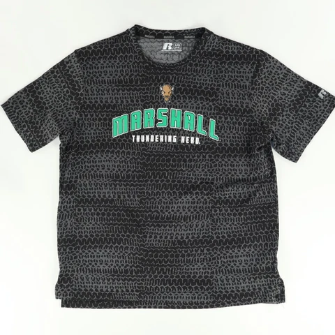 Russell Marshall Thundering Herd Patterned Solid Shirt Gray Men's XL Cover