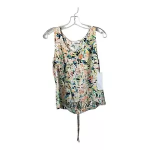 Parker Top Womens One Size 100% Silk Blouse Floral Open Back Tie Boho Vacation - Picture 1 of 12