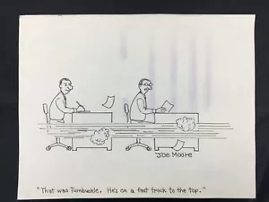 Original Editorial Cartoon Art By Joe Moore "Fast Track To The Top" - Picture 1 of 2