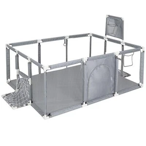 Large Baby Playpen Children Toddler Kids Indoor Play Pen Round Zipper Door Grey - Picture 1 of 8