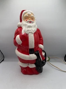 VINTAGE 1968 EMPIRE PLASTIC SANTA CLAUS 13" TABLE TOP BLOW MOLD W/ LIGHT CORD - Picture 1 of 15