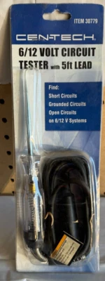 Probador de circuito de 6/12 voltios Cen Tech - Punto de aguja - De colección en paquete original Foto 1 de 4