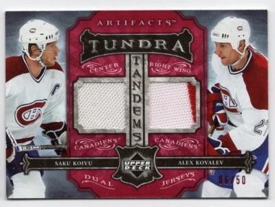 2006-07 Artifacts Tundra Tandems Dual Jersey Red Saku Koivu & Alex Kovalev 06/50 - Image 1 of 2