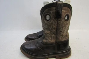 Rocky Little Kids Youth Size 2 M Brown Leather Buckaroo Stockman Cowboy Boots - Picture 1 of 11