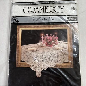 White Cotton Lace Rectangle Tablecloth by Gramercy 54” X 70” New in Package - Picture 1 of 3