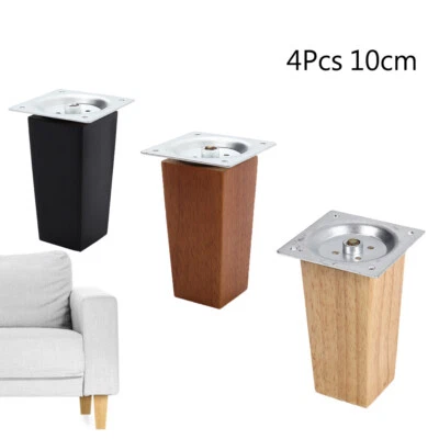 4Pcs Wooden Furniture Legs Square Tapered Sofa Table Chair Stool 4''(10cm) Tall - Image 1 of 4