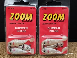 2 Pack -Zoom Shimmer Shad / Pre- Rigged 3-Pack / 1.5" Pearl Iridescent / 8162403 - Picture 1 of 8