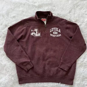Loyola University Ramblers Chicago 1/4 Zip Sweatshirt Red Burgundy Size Small - Picture 1 of 5