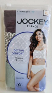 Jockey Elance Sz 7 Lg French Cuts maroon greens 3 pk Womens Panties 100% Cotton - Picture 1 of 3