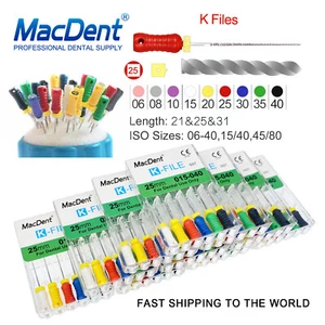 MacDent Limas de endodoncia manual dental K-Files acero inoxidable 21/25/31mm - Picture 1 of 12