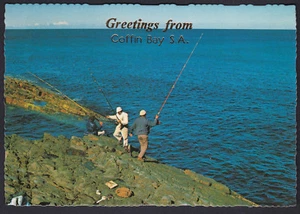 Postal de pesca en roca Coffin Bay SA Australia del Sur en perfecto estado vistas Murray - Imagen 1 de 2
